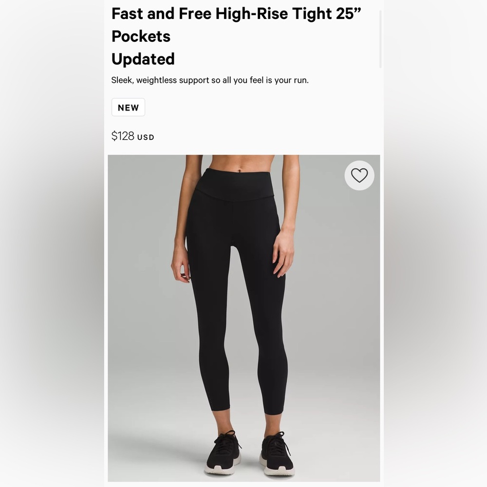 Lululemon size 4 Fast and Free high rise tight with pockets